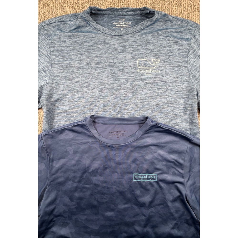 Lot of 2 Vineyard Vines Performance Shirt Mens Medium Blue Edgartown Long Sleeve
